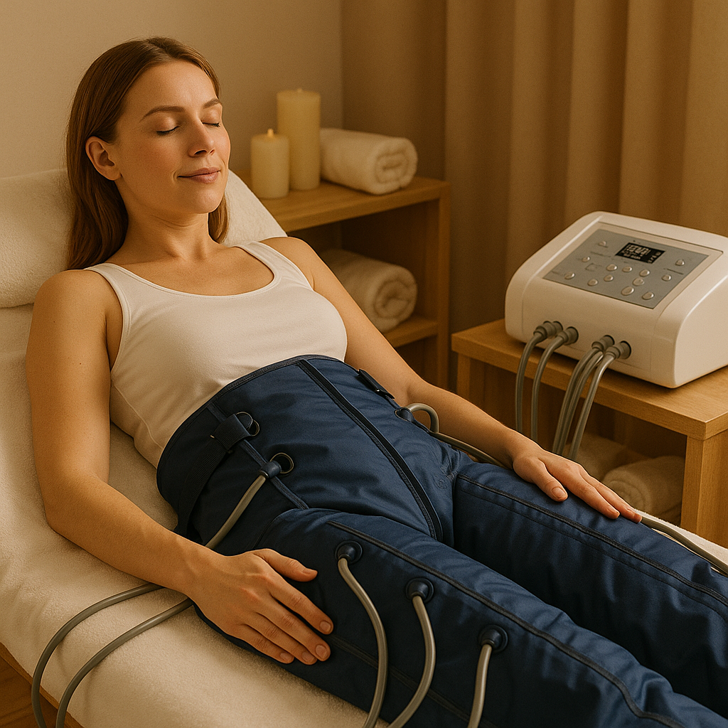 trattamento-di- pressoterapia-alle-gambe-per-drenaggio-e-miglioramento-circolazione-in-centro-estetico