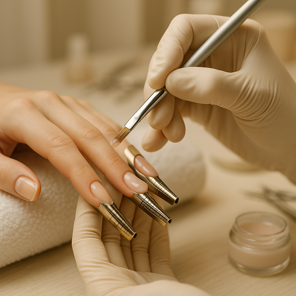 ricostruzione-unghie-in gel-con-cartine-in-centro-estetico