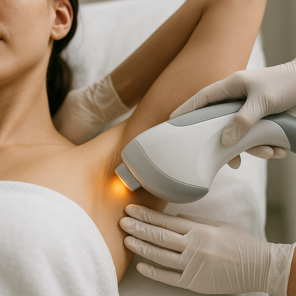 estetista-che-esegue-epilazione-laser-professionale-nella-zona-ascelle