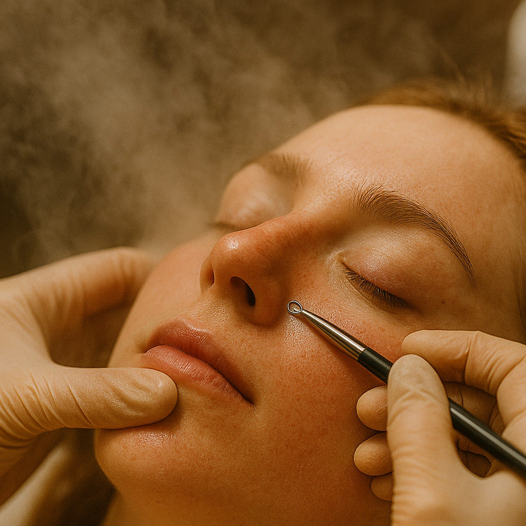 pulizia-del-viso-con-vaporizzatore-e-rimozione-punti-neri-con-strumento-professionale