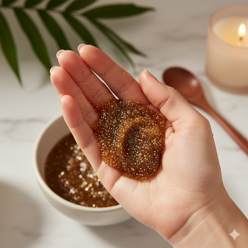 Mano che tiene scrub