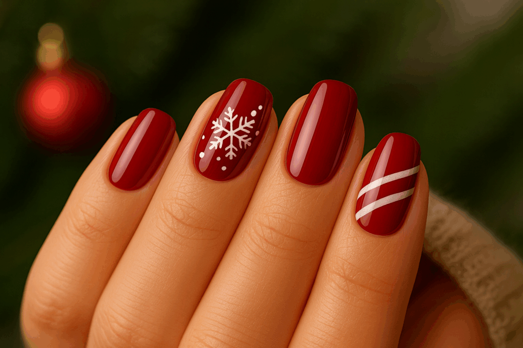 manicure-semipermanente-con-nailart-natalizia