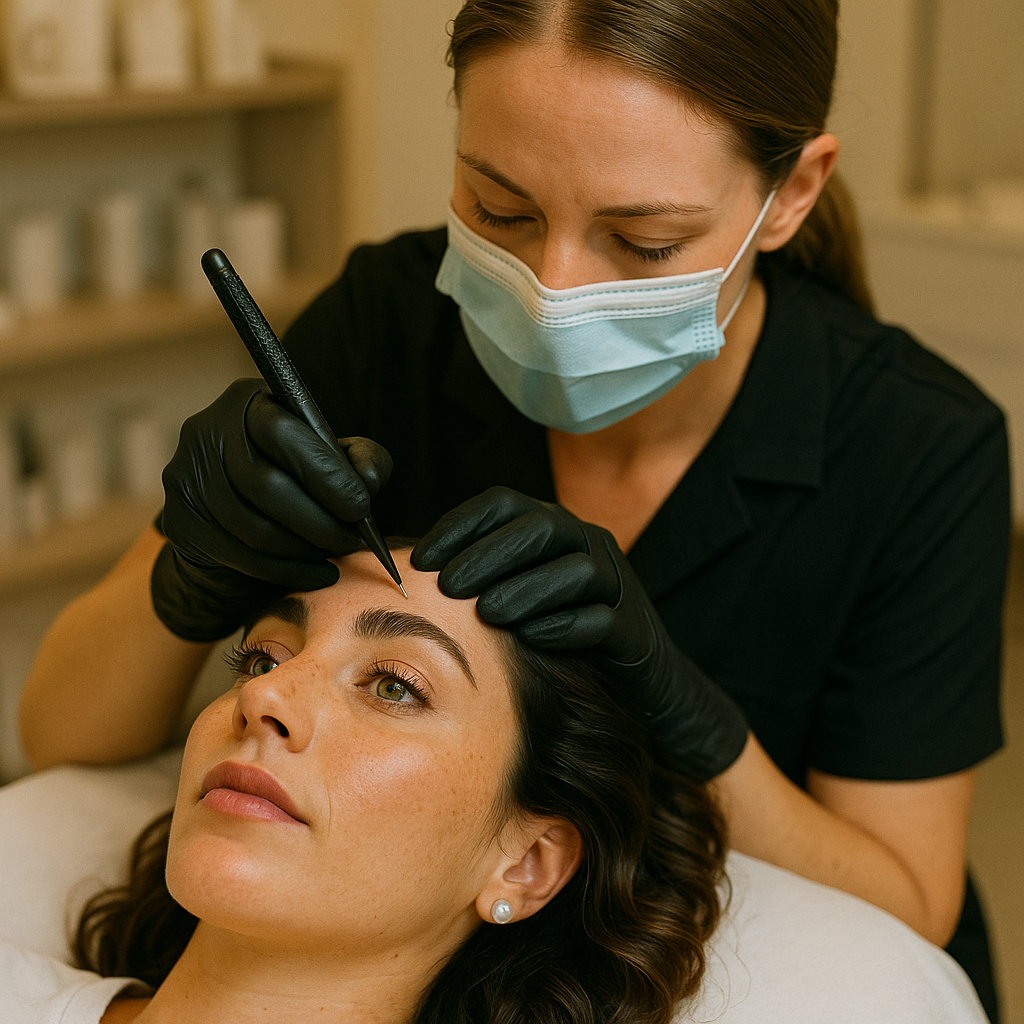 estetista-che-esegue-laminazione-sopracciglia-centro-estetico-verona