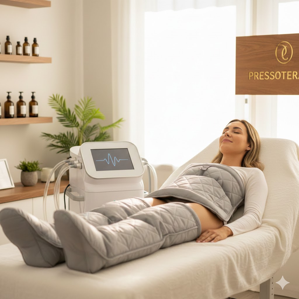 donna che fa pressoterapia